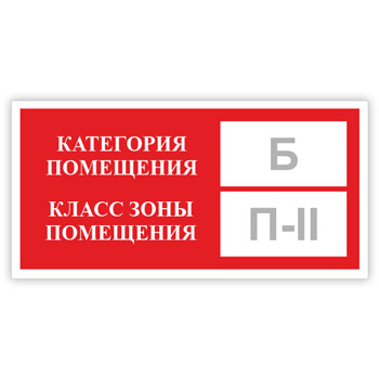 Знак «Категория помещения, класс зоны помещения», B05.2 (металл, 300х150 мм)